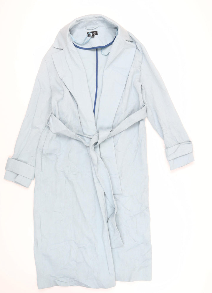 Topshop Womens Blue Overcoat Coat Size 8 Tie - Lightweight