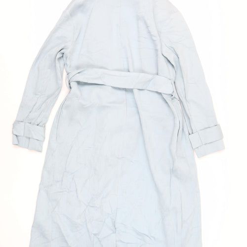 Topshop Womens Blue Overcoat Coat Size 8 Tie - Lightweight