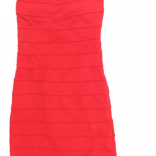 Roccobarocco Womens Red Viscose Bodycon Size 6 Square Neck Zip - Cut Out Back