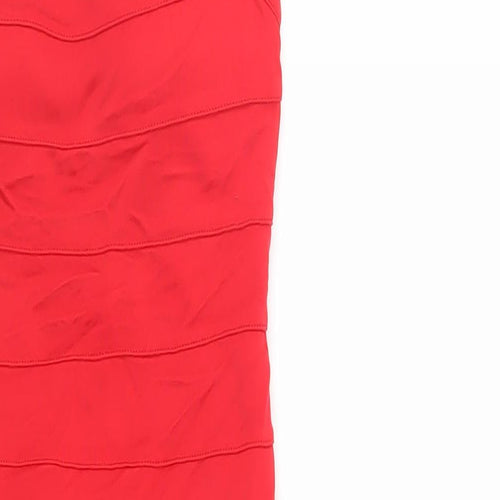 Roccobarocco Womens Red Viscose Bodycon Size 6 Square Neck Zip - Cut Out Back
