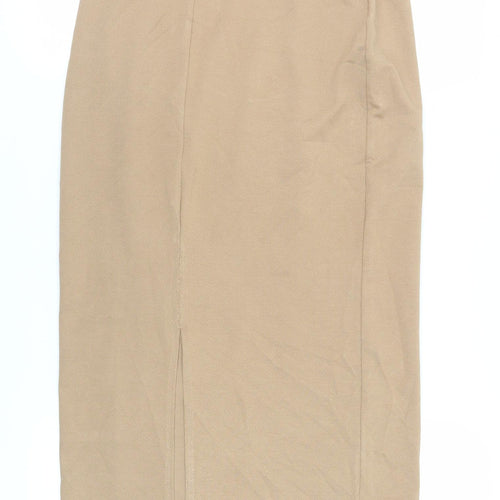 Dorothy Perkins Womens Beige Polyester Straight & Pencil Skirt Size 10 - Elasticated Waist