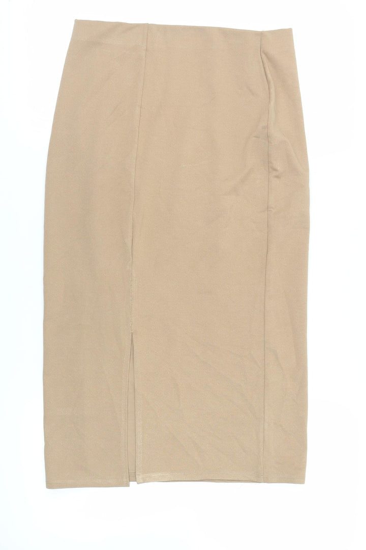 Dorothy Perkins Womens Beige Polyester Straight & Pencil Skirt Size 10 - Elasticated Waist