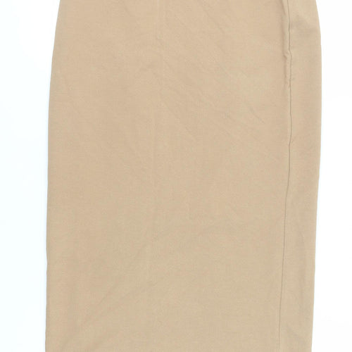 Dorothy Perkins Womens Beige Polyester Straight & Pencil Skirt Size 10 - Elasticated Waist