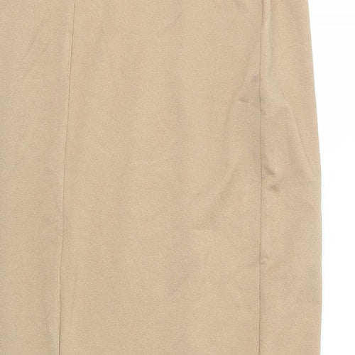 Dorothy Perkins Womens Beige Polyester Straight & Pencil Skirt Size 10 - Elasticated Waist