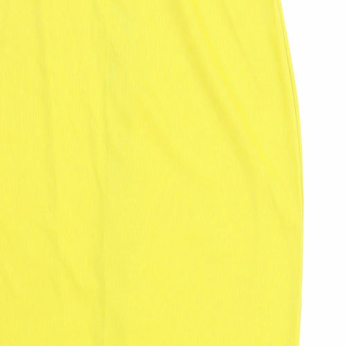 Dorothy Perkins Womens Yellow Polyester Straight & Pencil Skirt Size 10 Zip - Elasticated Waist