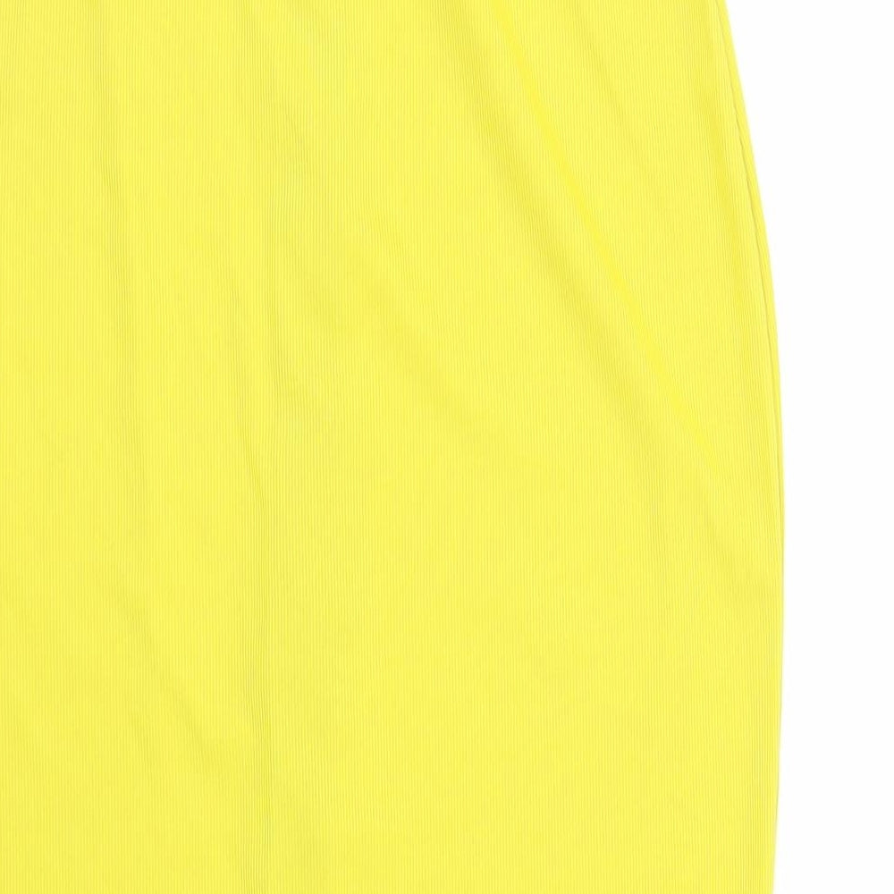 Dorothy Perkins Womens Yellow Polyester Straight & Pencil Skirt Size 10 Zip - Elasticated Waist