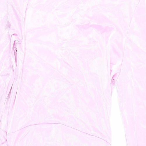 Boohoo Womens Purple Polyester Mini Size 14 V-Neck Pullover - Ruched