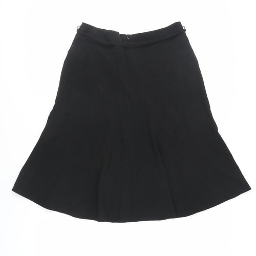 New Look Womens Black Polyester Flare Skirt Size 12 Zip