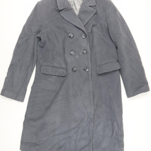 Debenhams Womens Grey Overcoat Coat Size 16 Button
