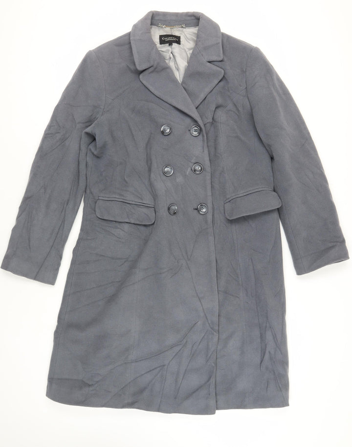 Debenhams Womens Grey Overcoat Coat Size 16 Button
