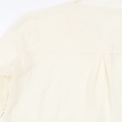 Mango Womens Ivory Polyester Basic Button-Up Size S Collared