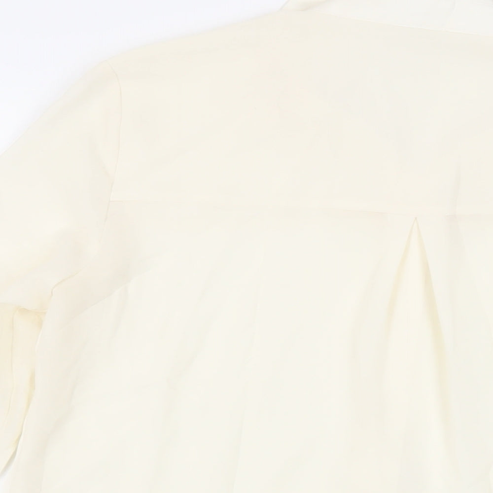 Mango Womens Ivory Polyester Basic Button-Up Size S Collared