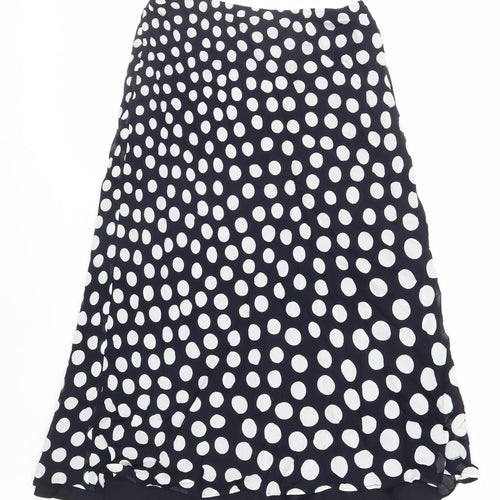 Viyella Womens Blue Polka Dot Viscose A-Line Skirt Size 10 - Elasticated Waist