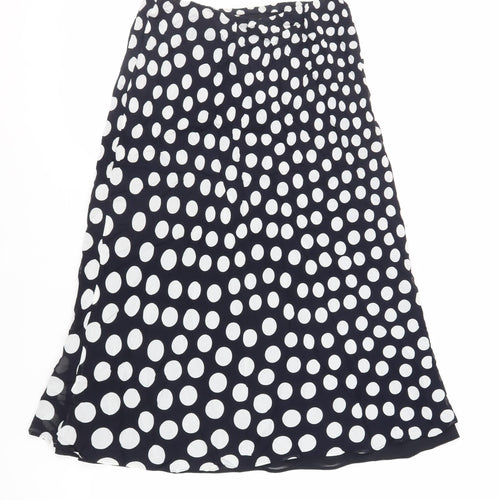 Viyella Womens Blue Polka Dot Viscose A-Line Skirt Size 10 - Elasticated Waist