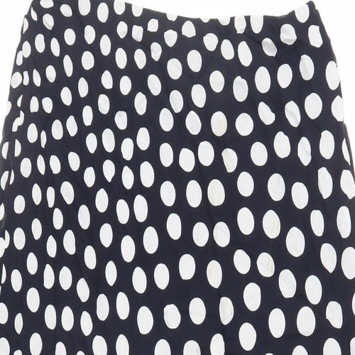 Viyella Womens Blue Polka Dot Viscose A-Line Skirt Size 10 - Elasticated Waist