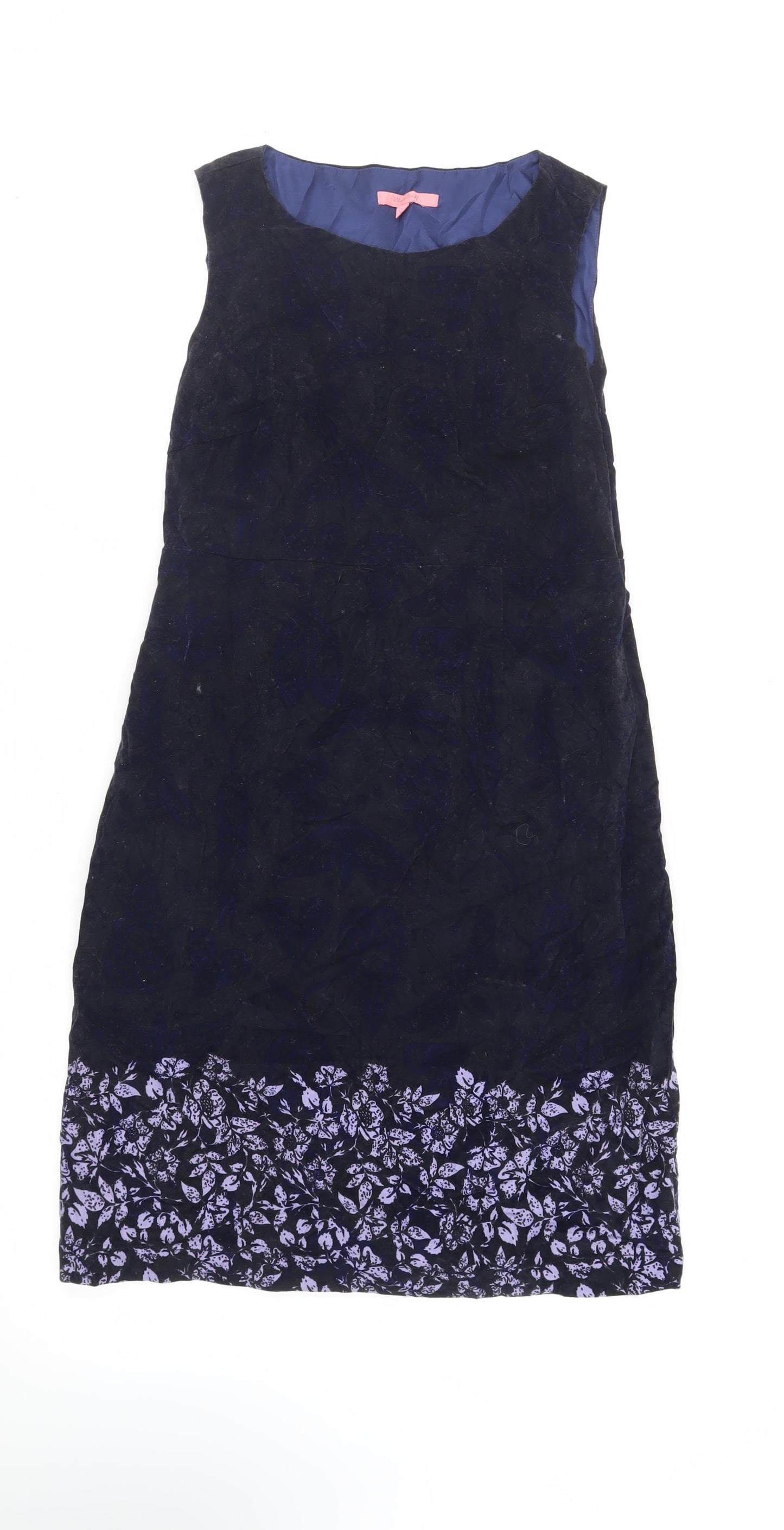 White Stuff Womens Blue Paisley Cotton Shift Size 12 Boat Neck Zip