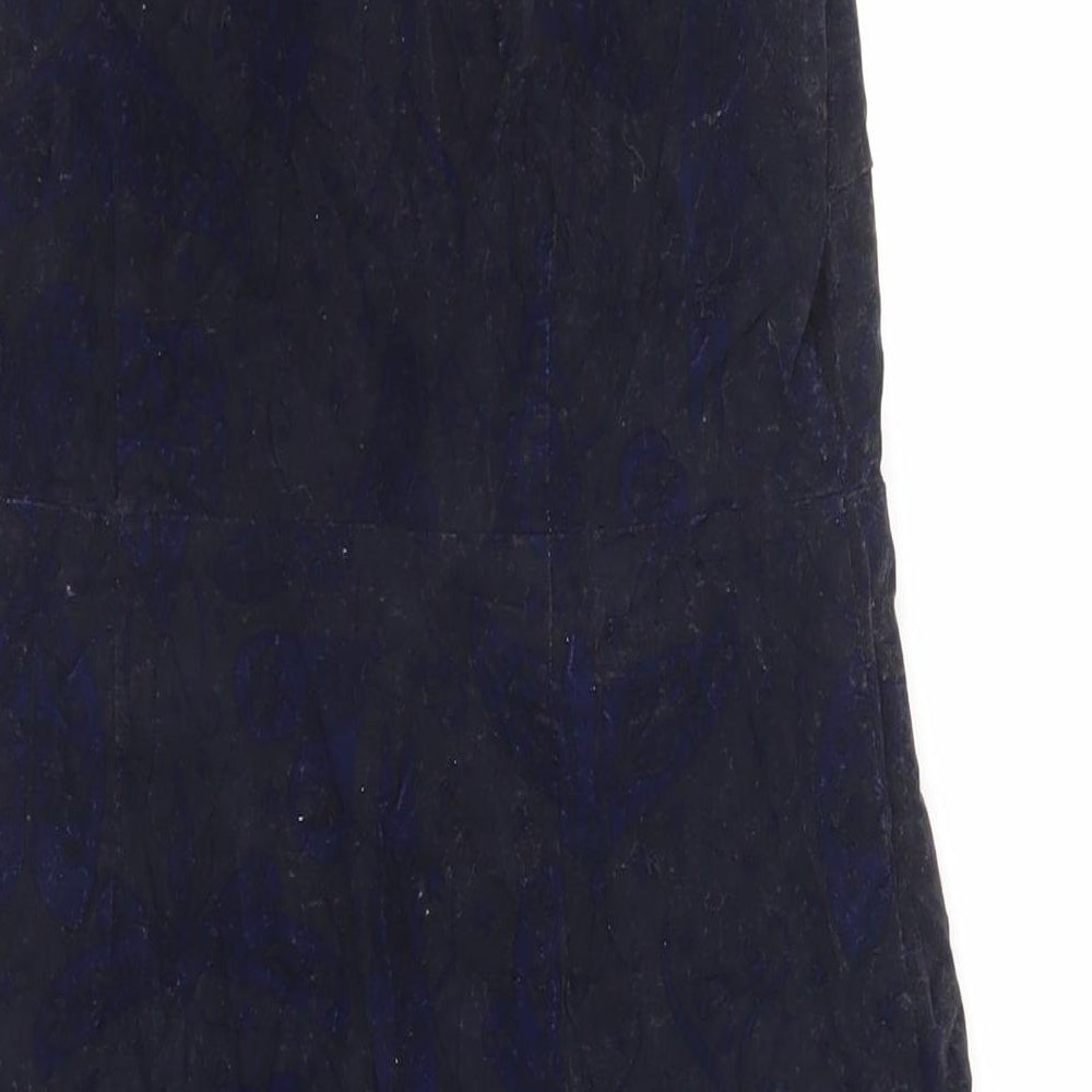 White Stuff Womens Blue Paisley Cotton Shift Size 12 Boat Neck Zip