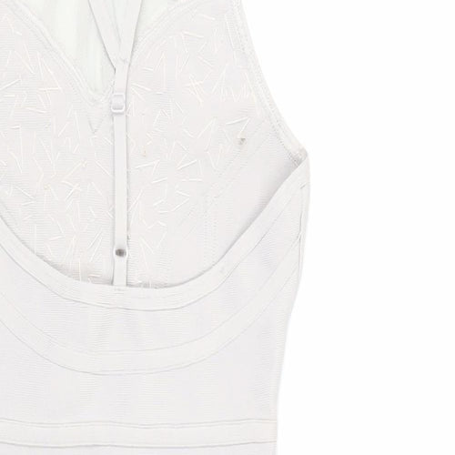 Boohoo Womens Grey Polyester Bodycon Size 8 Halter Hook & Eye - Embellished