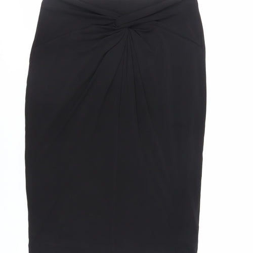 Marks and Spencer Womens Black Polyester Straight & Pencil Skirt Size 12 - Elasticated Waist