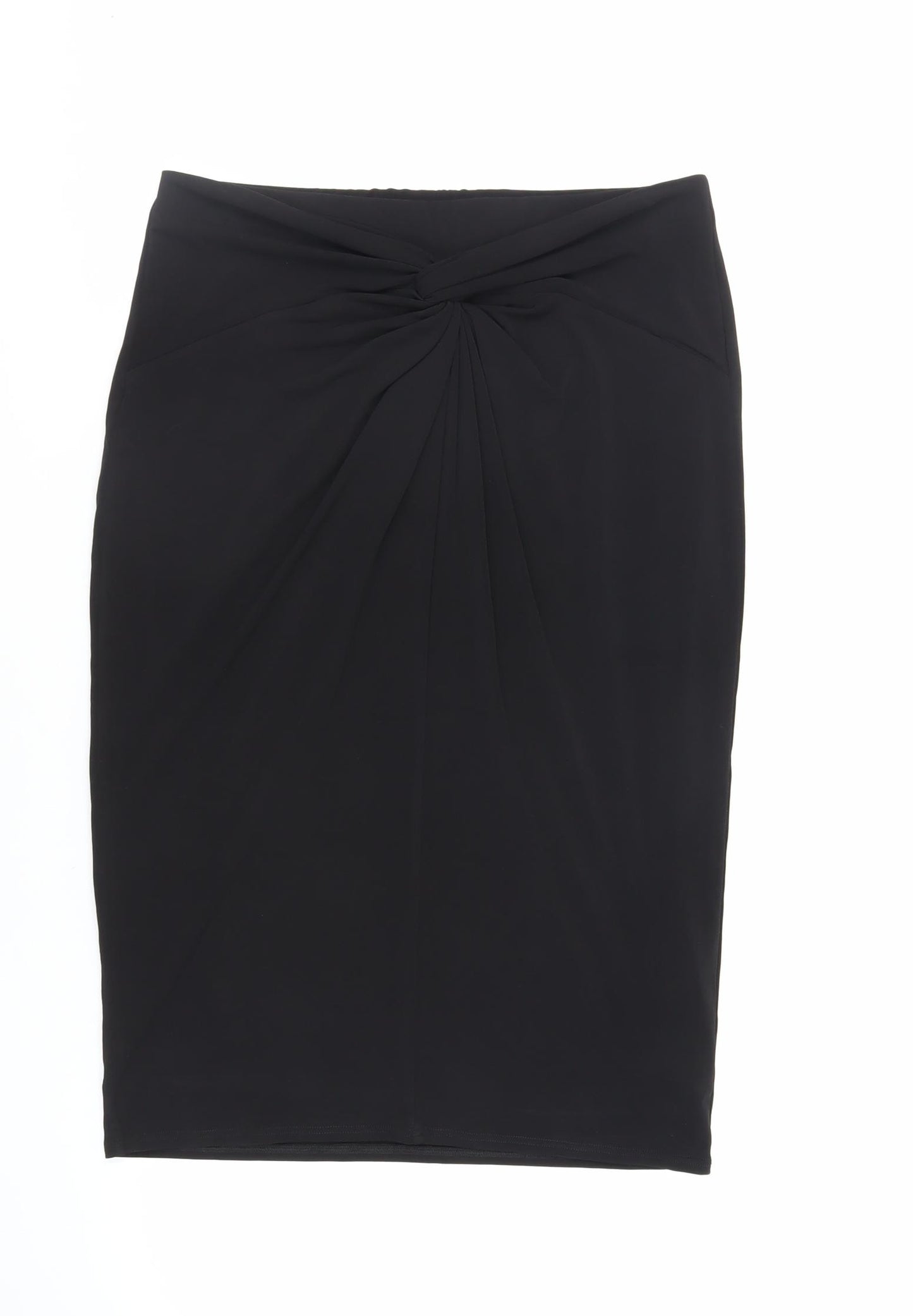 Marks and Spencer Womens Black Polyester Straight & Pencil Skirt Size 12 - Elasticated Waist