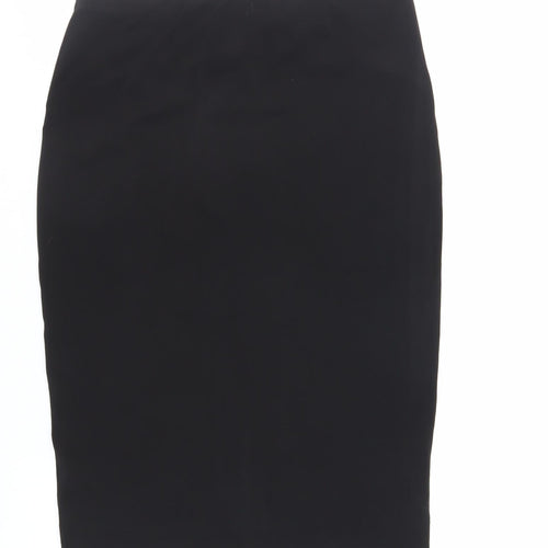 Marks and Spencer Womens Black Polyester Straight & Pencil Skirt Size 12 - Elasticated Waist