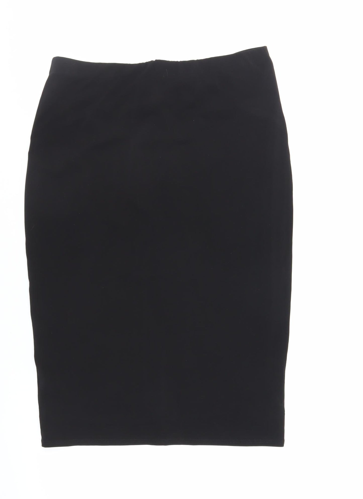 Marks and Spencer Womens Black Polyester Straight & Pencil Skirt Size 12 - Elasticated Waist