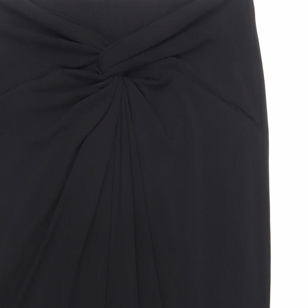 Marks and Spencer Womens Black Polyester Straight & Pencil Skirt Size 12 - Elasticated Waist