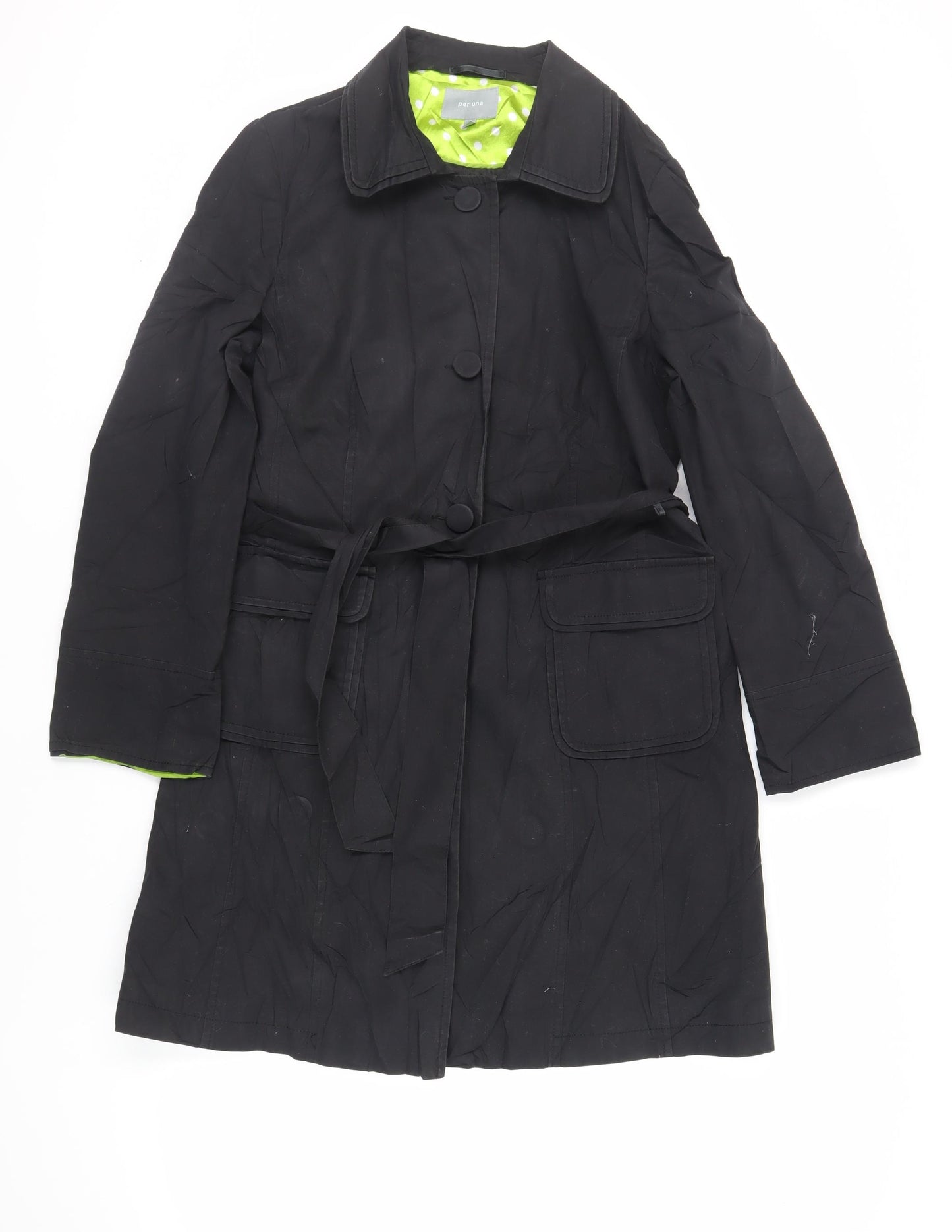 Per Una Womens Black Trench Coat Coat Size 16 Button