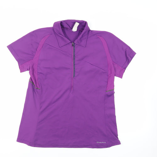 Quechua Womens Purple Polyester Pullover Polo Size XL Collared Zip - Logo
