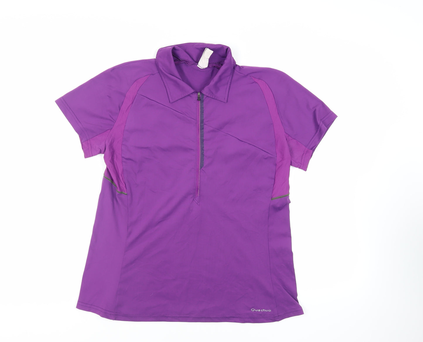 Quechua Womens Purple Polyester Pullover Polo Size XL Collared Zip - Logo
