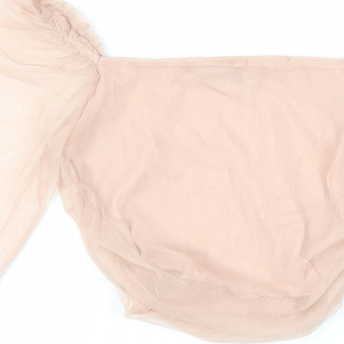 PRETTYLITTLETHING Womens Pink Polyester Cropped Blouse Size 8 Square Neck