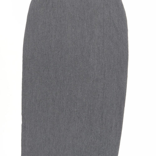 St Michael Womens Grey Herringbone Polyester Straight & Pencil Skirt Size 12 Zip - Vintage