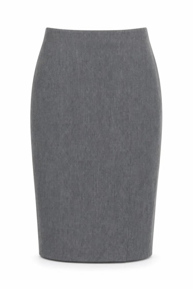 St Michael Womens Grey Herringbone Polyester Straight & Pencil Skirt Size 12 Zip - Vintage