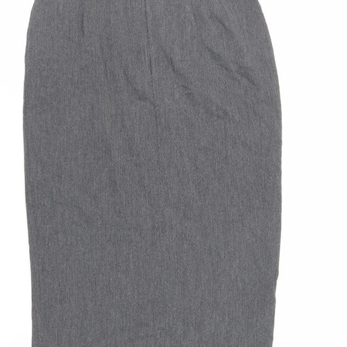 St Michael Womens Grey Herringbone Polyester Straight & Pencil Skirt Size 12 Zip - Vintage