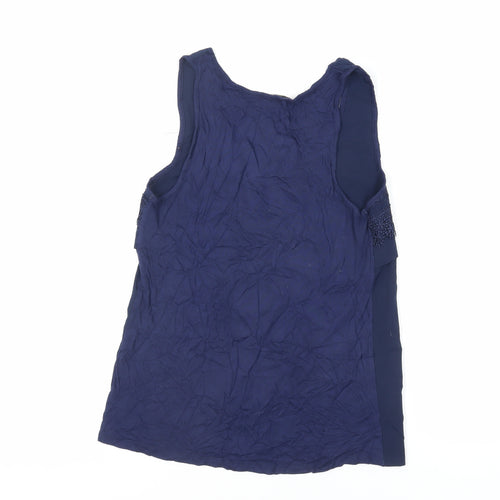 Warehouse Womens Blue Polyester Basic Tank Size 12 Scoop Neck - Lace Detail