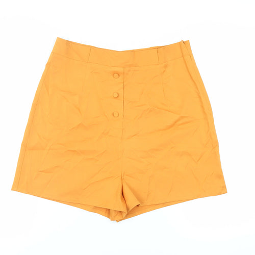 Fashion Union Womens Orange Polyester Paperbag Shorts Size 16 L3 in Regular Zip