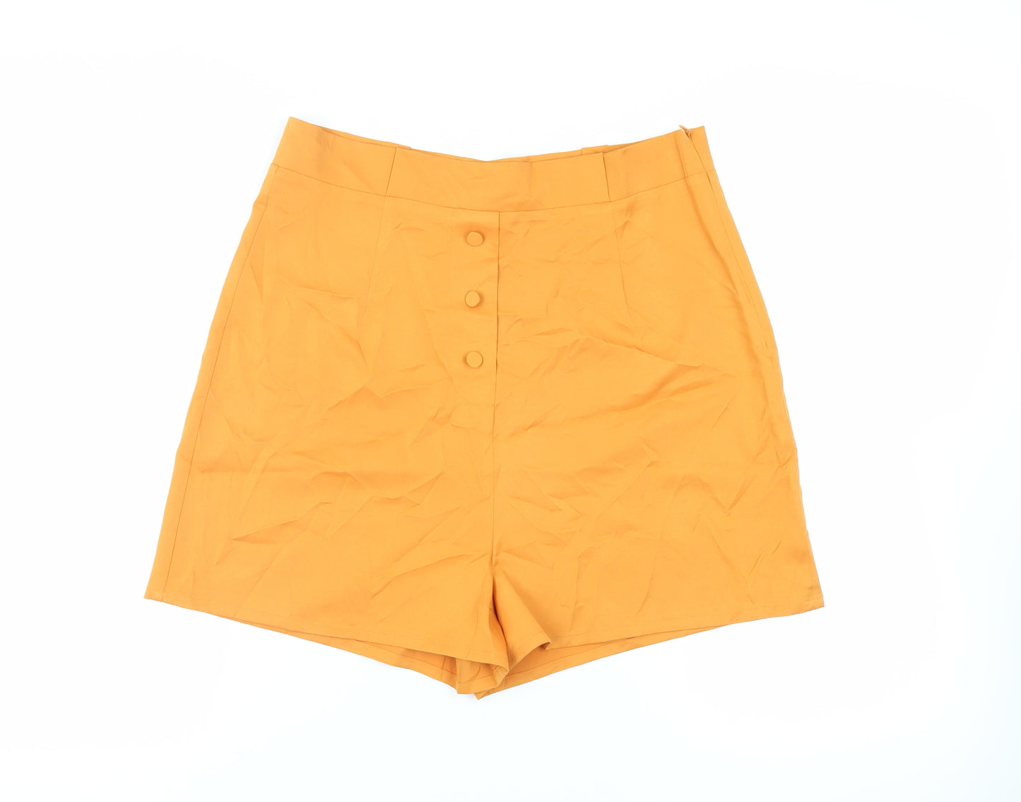 Fashion Union Womens Orange Polyester Paperbag Shorts Size 16 L3 in Regular Zip