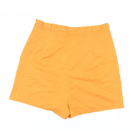 Fashion Union Womens Orange Polyester Paperbag Shorts Size 16 L3 in Regular Zip