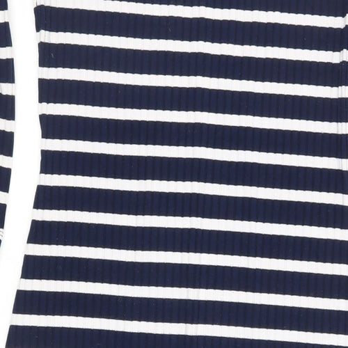 Very Womens Blue Striped Polyester Bodycon Size 14 Boat Neck Pullover - Ribbed