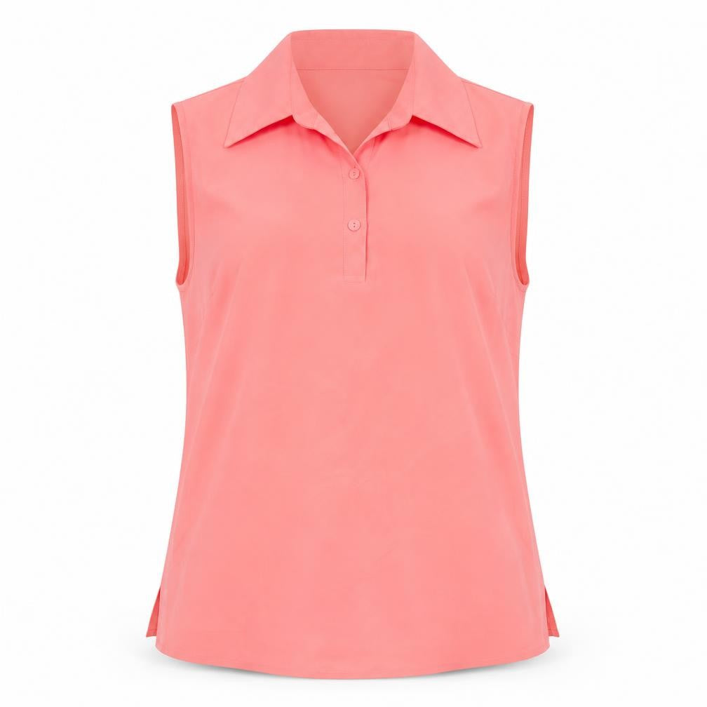 Front view of AMARANTO women’s pink polyester basic blouse, size UK 12, collared