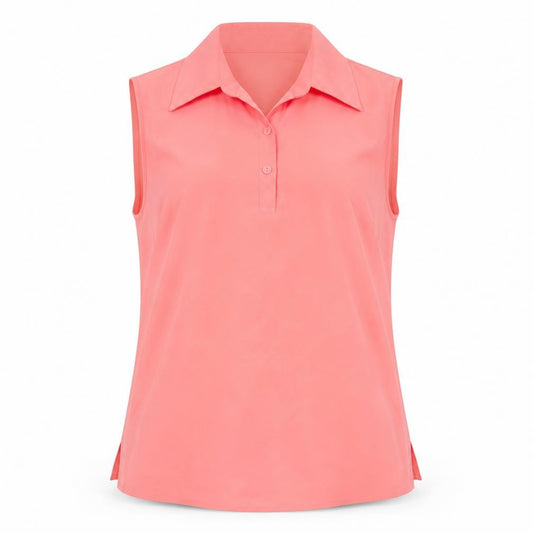 Front view of AMARANTO women’s pink polyester basic blouse, size UK 12, collared