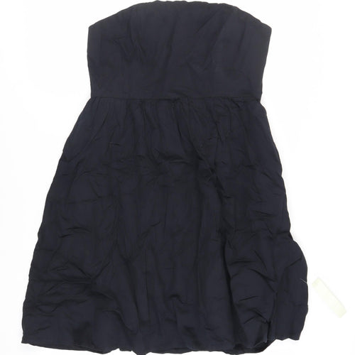 Jenerous Womens Black Cotton Skater Dress Size 16 Off the Shoulder Zip - Strapless