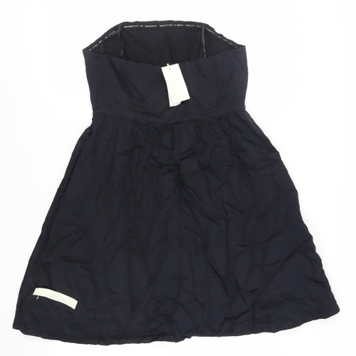 Jenerous Womens Black Cotton Skater Dress Size 16 Off the Shoulder Zip - Strapless