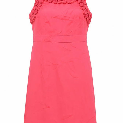 Fever Womens Pink Polyester A-Line Size 8 Boat Neck Zip - Floral Detail