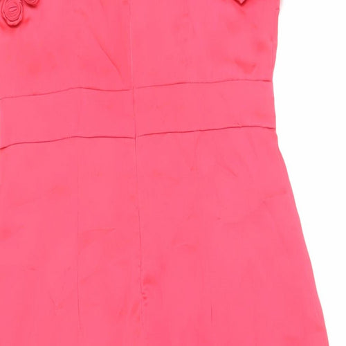 Fever Womens Pink Polyester A-Line Size 8 Boat Neck Zip - Floral Detail