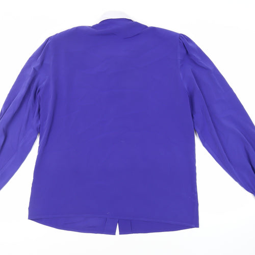 Yarell Womens Blue Polyester Basic Button-Up Size 12 Collared - Vintage