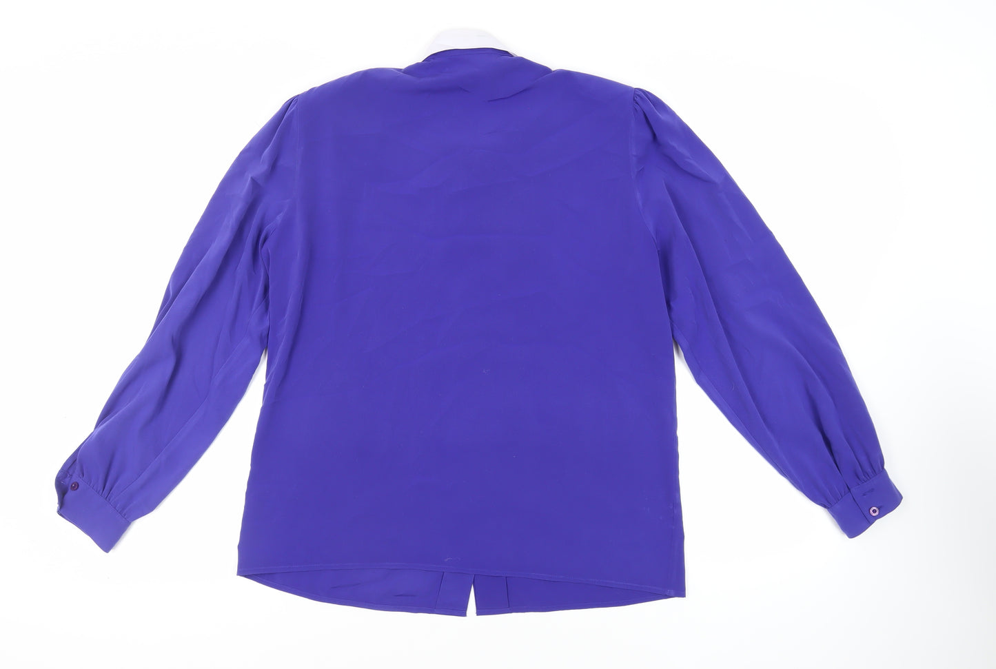 Yarell Womens Blue Polyester Basic Button-Up Size 12 Collared - Vintage
