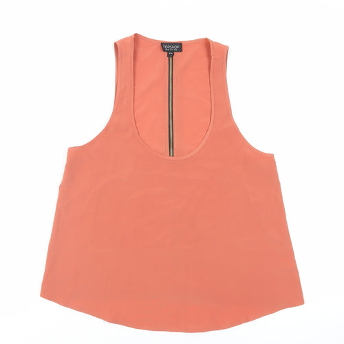 Topshop Womens Orange Polyester Basic Tank Size 8 Scoop Neck