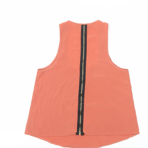 Topshop Womens Orange Polyester Basic Tank Size 8 Scoop Neck