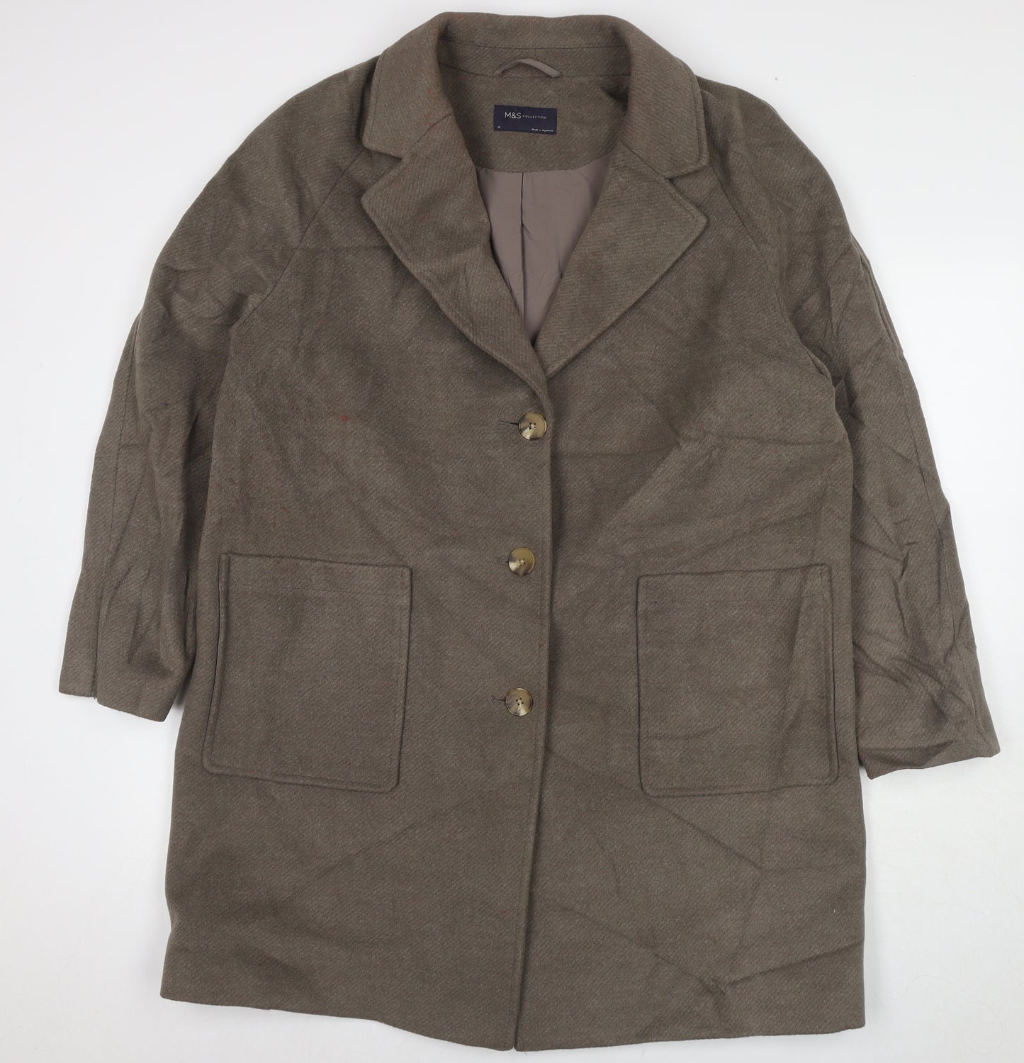 Marks and Spencer Womens Beige Overcoat Coat Size 18 Button